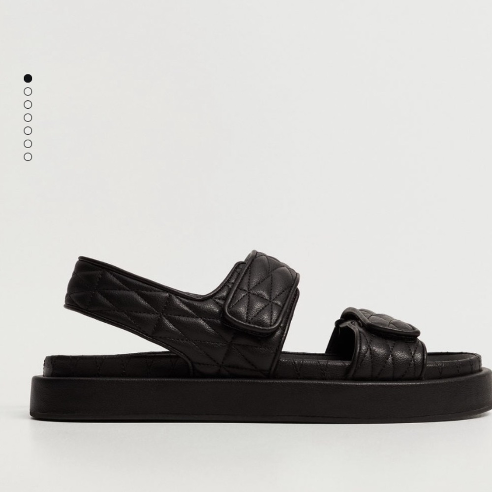 Mango black quilted strap dad sandals size 9